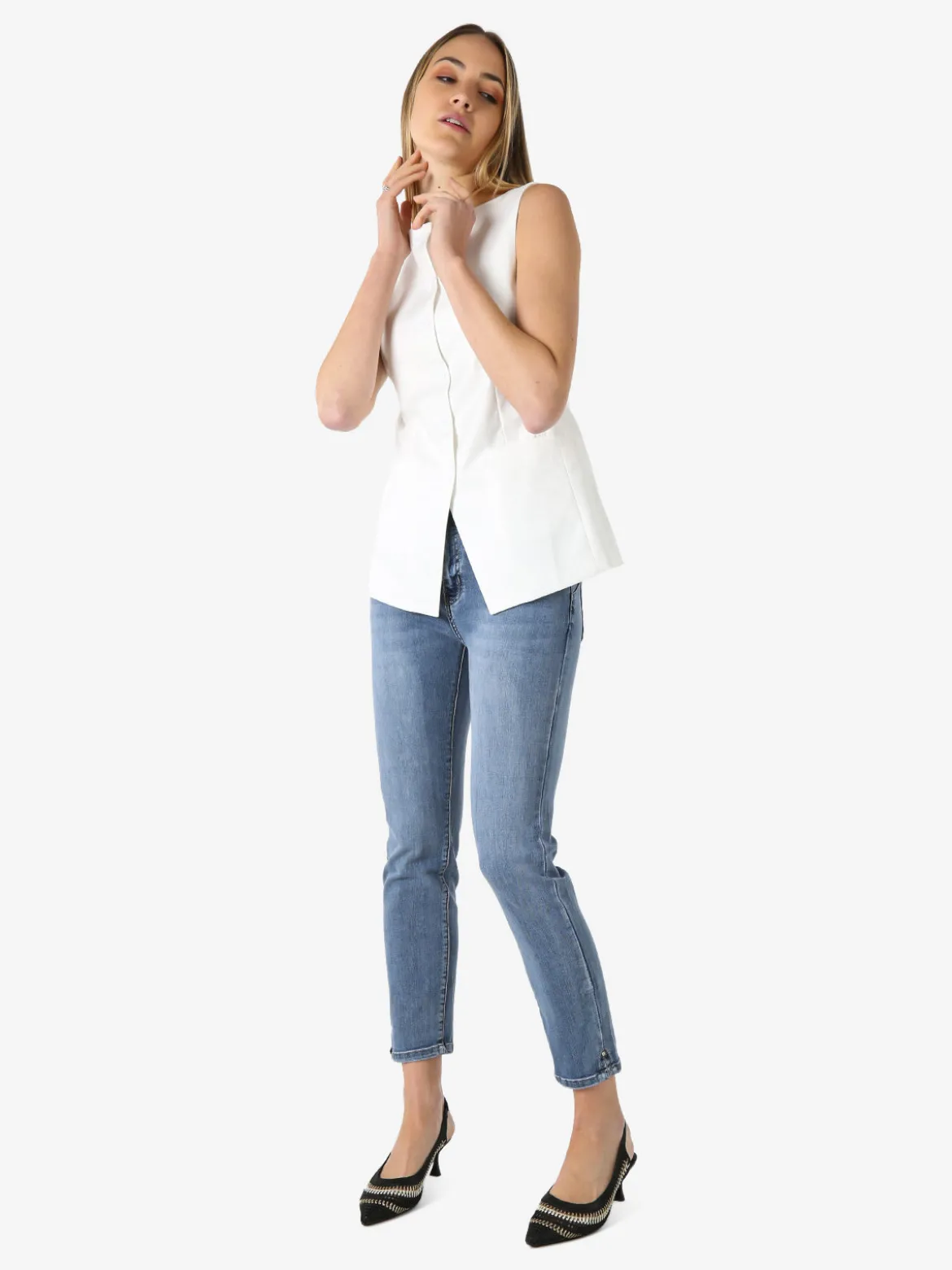 Solada Gilet donna con bottoni - bianco
