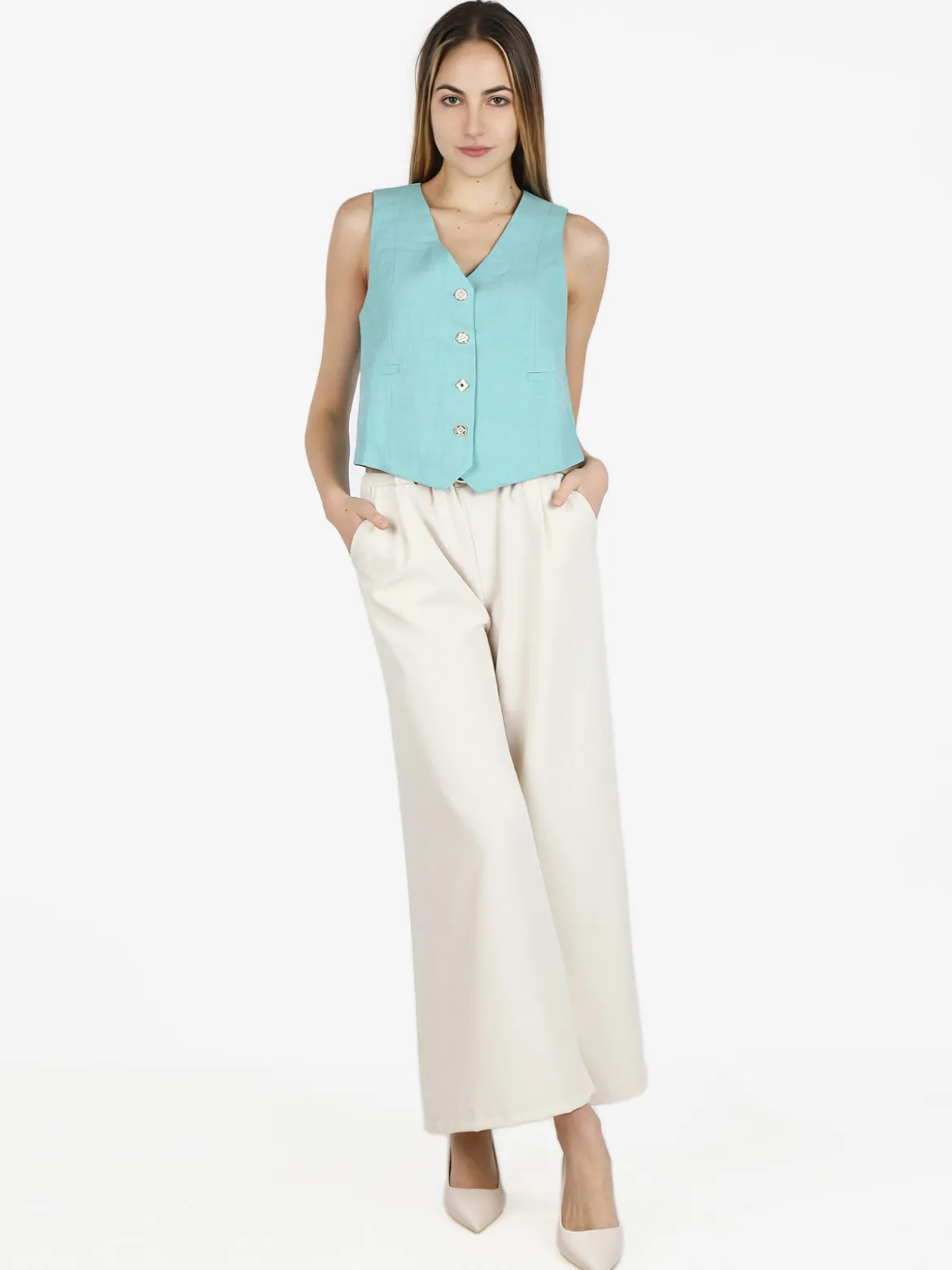 Solada Gilet donna con bottoni gioiello