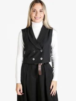 Solada Gilet donna crop a doppiopetto - nero