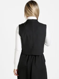 Solada Gilet donna crop a doppiopetto - nero