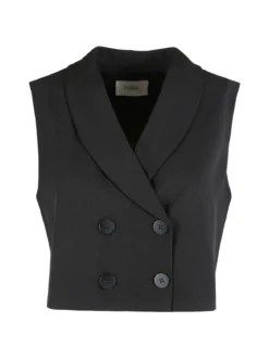 Solada Gilet donna crop a doppiopetto - nero