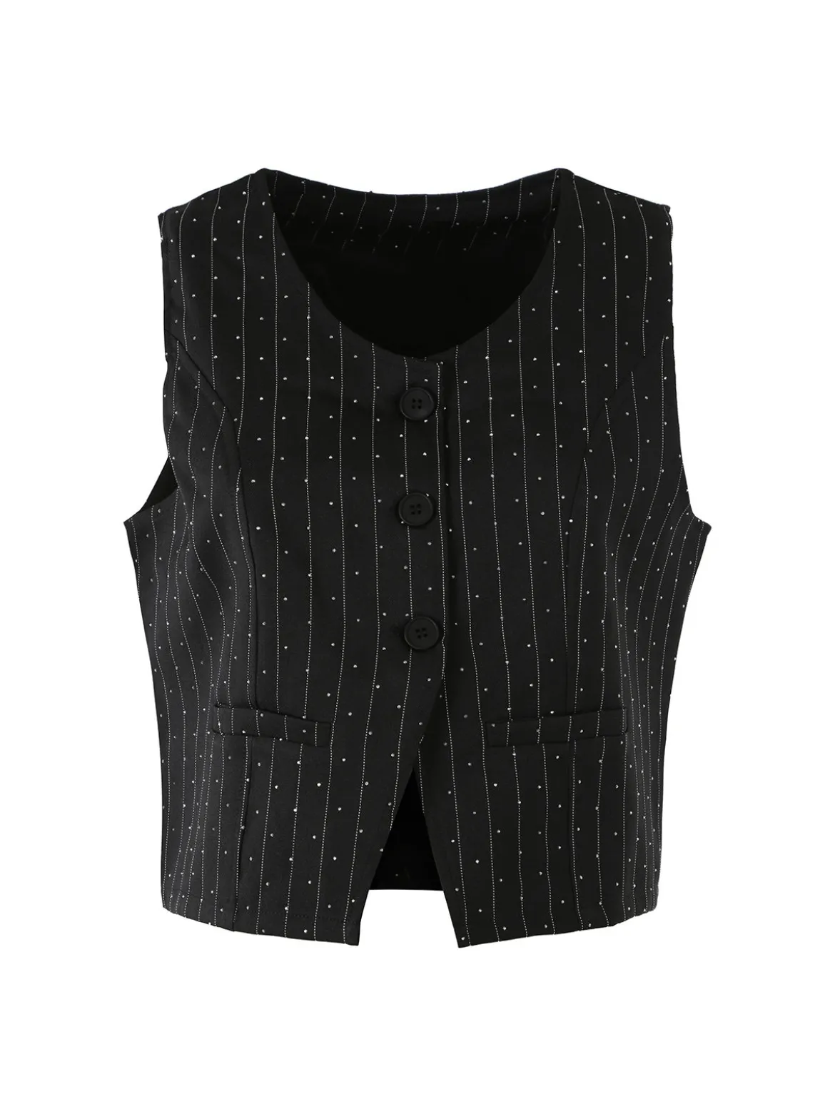 Solada Gilet donna elegante con micro borchie - nero