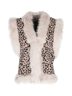 Solada Gilet donna in maglia con bordi in ecopelliccia