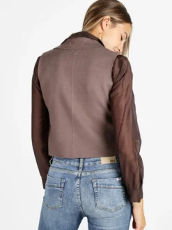 Solada Gilet donna in maglia con bottoni - marrone