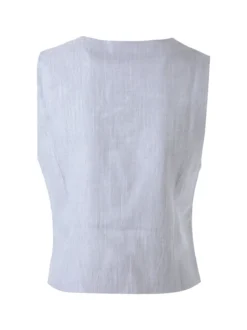 Solada Gilet donna in misto lino e viscosa con bottoni - grigio