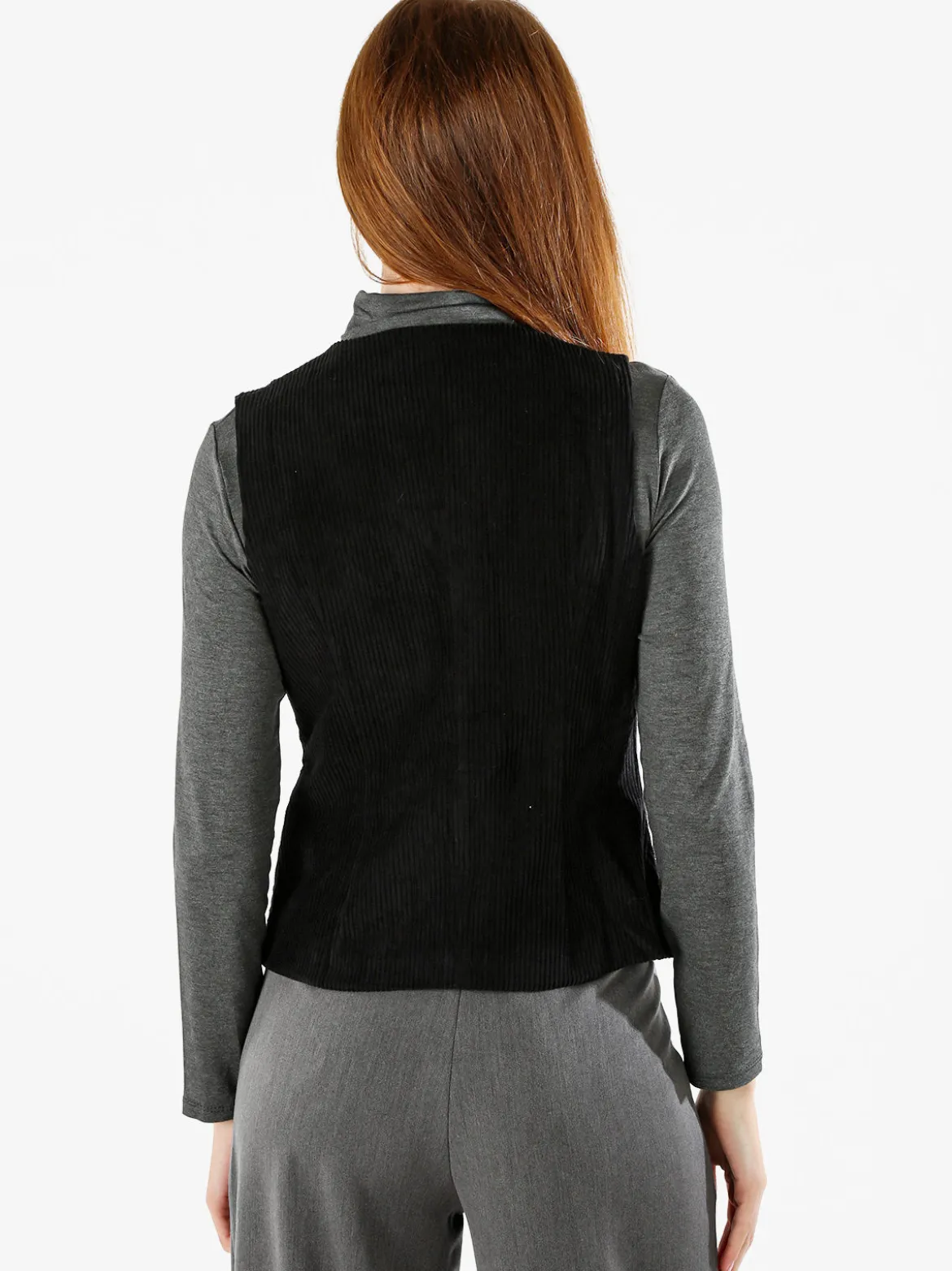 Solada Gilet donna in velluto a coste - nero