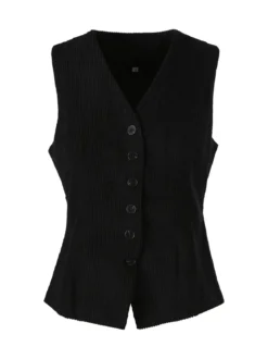 Solada Gilet donna in velluto a coste - nero