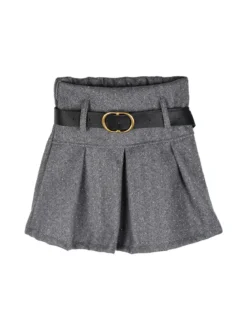 Solada Gonna da bambina a vita alta con stampa spigata e strass