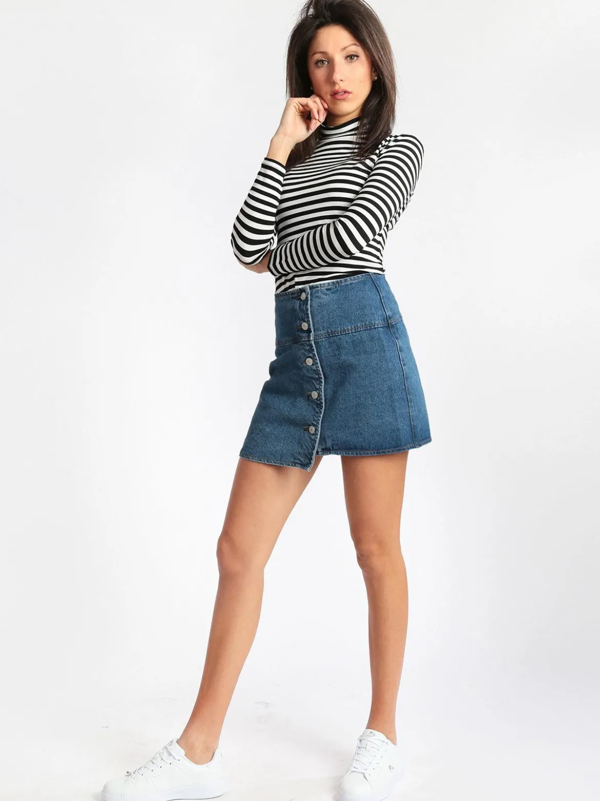 Solada Gonna di jeans a portafoglio con bottoni