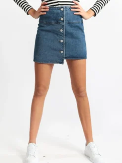 Solada Gonna di jeans a portafoglio con bottoni