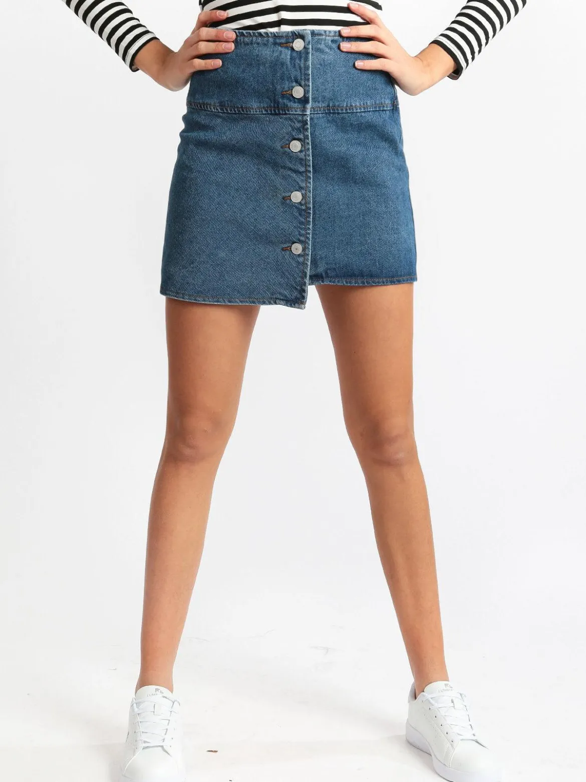 Solada Gonna di jeans a portafoglio con bottoni