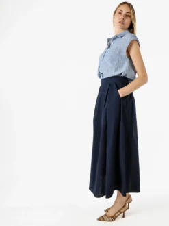 Solada Gonna midi da donna in cotone - blu scuro