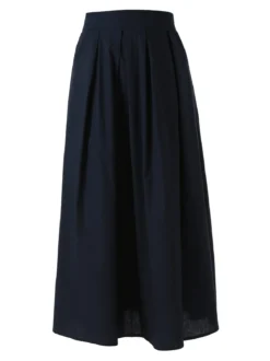 Solada Gonna midi da donna in cotone - blu scuro