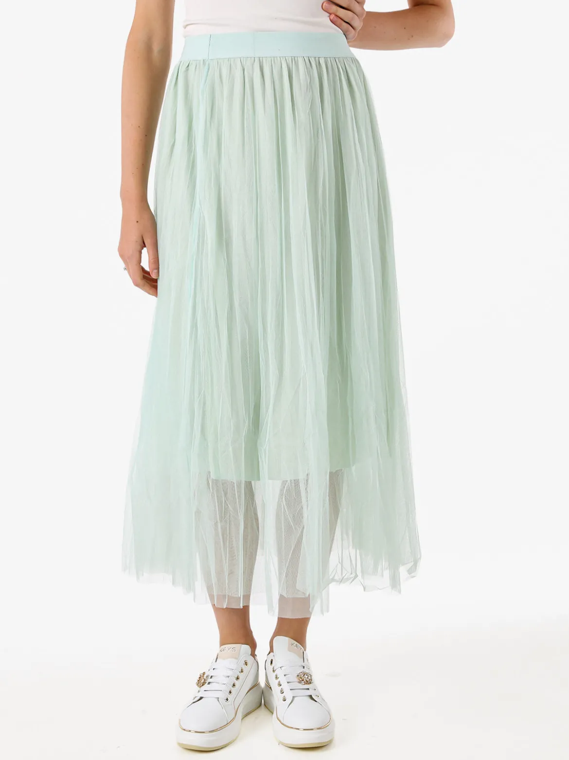 Solada Gonna midi da donna in tulle - acqua marina