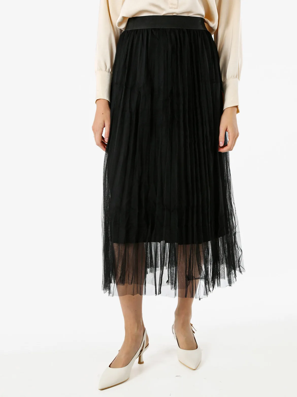 Solada Gonna midi da donna in tulle - nero