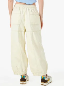 Solada Jeans balloon da donna con coulisse in vita - panna