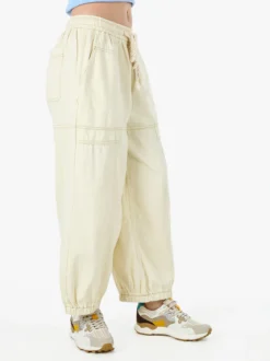 Solada Jeans balloon da donna con coulisse in vita - panna