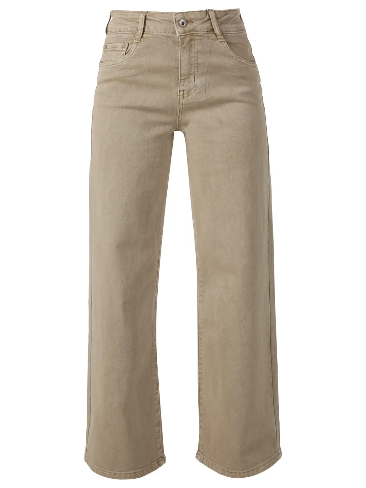 Solada Jeans donna a vita alta con gamba larga - khaki