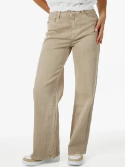 Solada Jeans donna a vita alta con gamba larga - khaki
