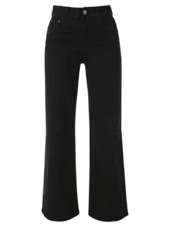 Solada Jeans donna a vita alta con gamba larga - nero