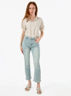 Solada Jeans donna cropped a vita alta con finale a zampa - jeans