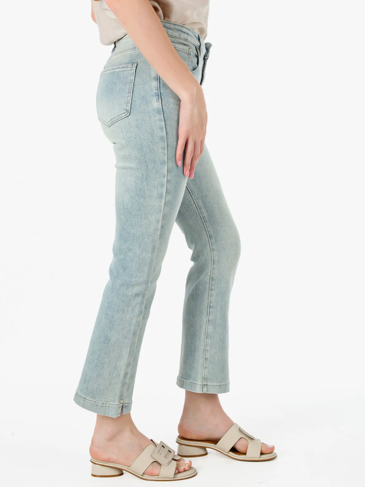 Solada Jeans donna cropped a vita alta con finale a zampa - jeans