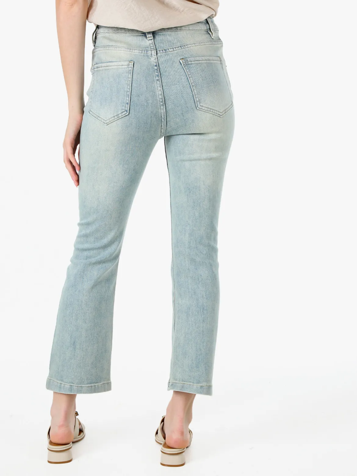 Solada Jeans donna cropped a vita alta con finale a zampa - jeans