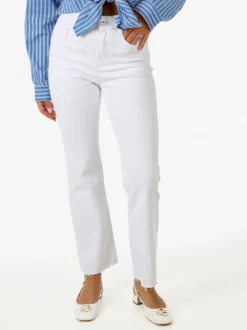Solada Jeans donna cropped con finale taglio laser - bianco