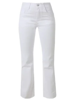 Solada Jeans donna cropped con finale taglio laser - bianco
