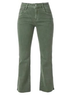 Solada Jeans donna cropped con finale taglio laser - pistacchio