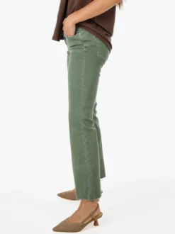 Solada Jeans donna cropped con finale taglio laser - pistacchio