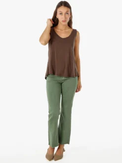 Solada Jeans donna cropped con finale taglio laser - pistacchio