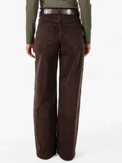 Solada Jeans donna wide leg con cintura - marrone
