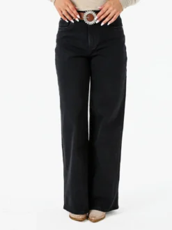 Solada Jeans donna wide leg con cintura - nero