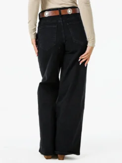 Solada Jeans donna wide leg con cintura - nero