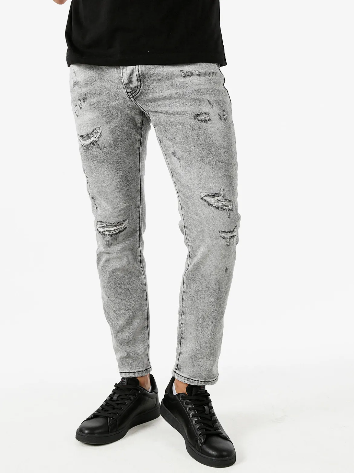 Solada Jeans strappati da uomo slim fit - grigio