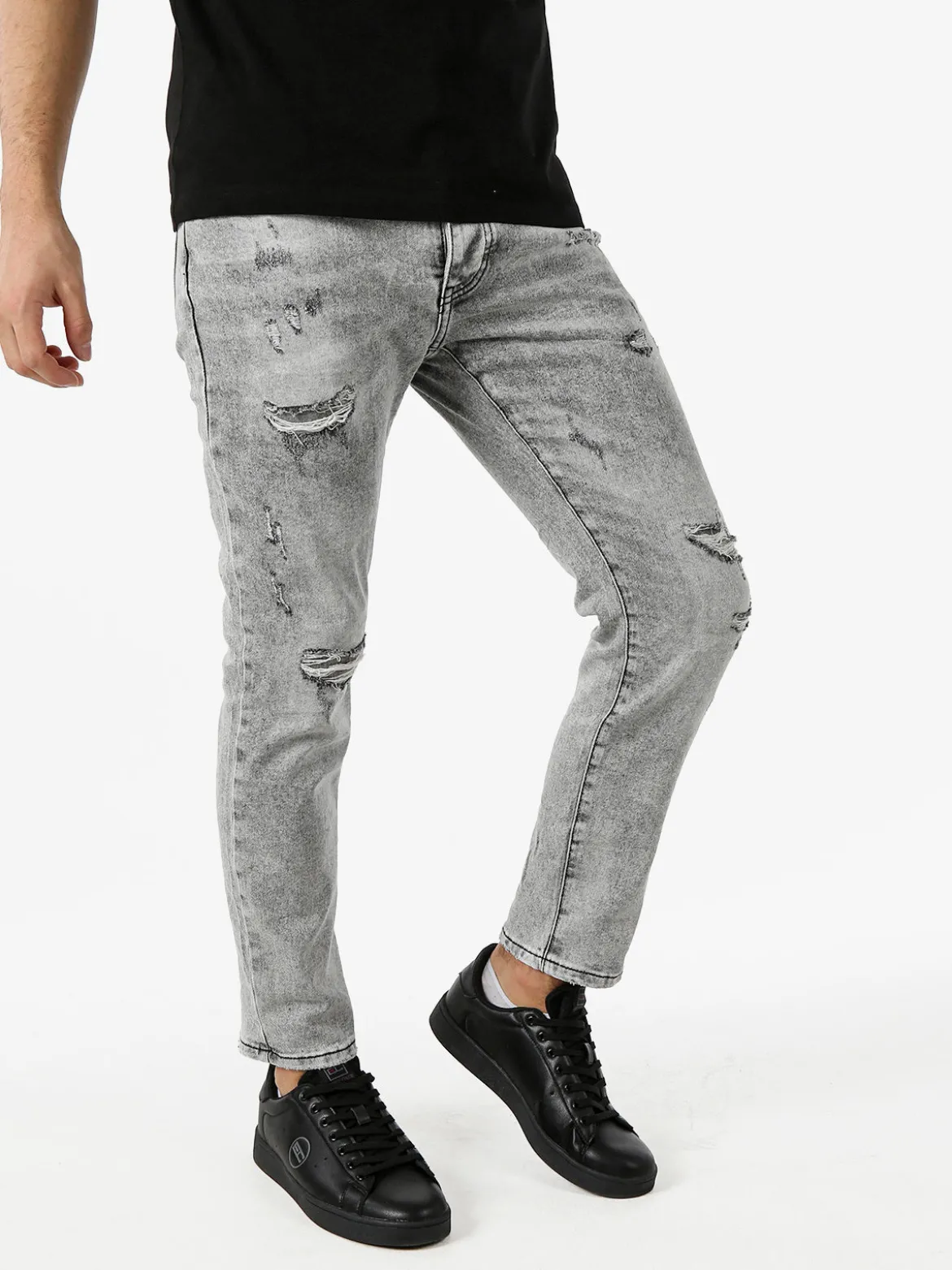 Solada Jeans strappati da uomo slim fit - grigio
