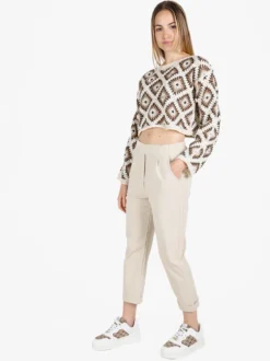 Solada Maglia cropped donna in pizzo macramè