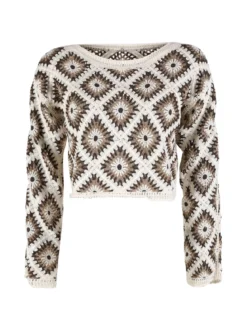 Solada Maglia cropped donna in pizzo macramè