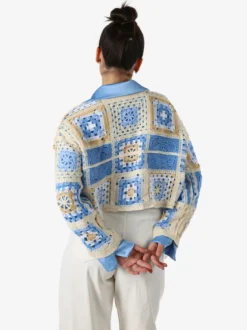 Solada Maglia da donna colorata in macramè - azzurro
