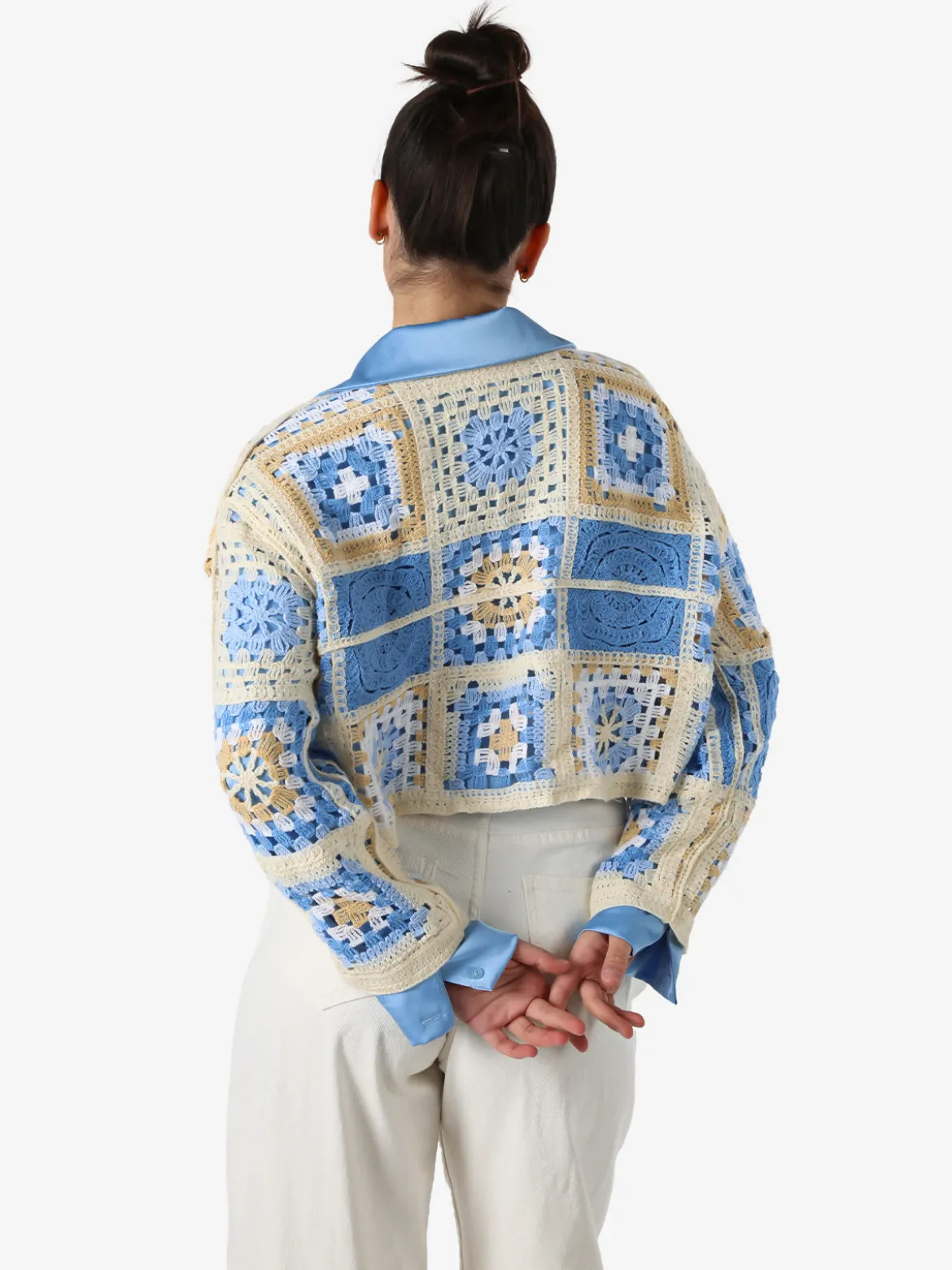 Solada Maglia da donna colorata in macramè - azzurro