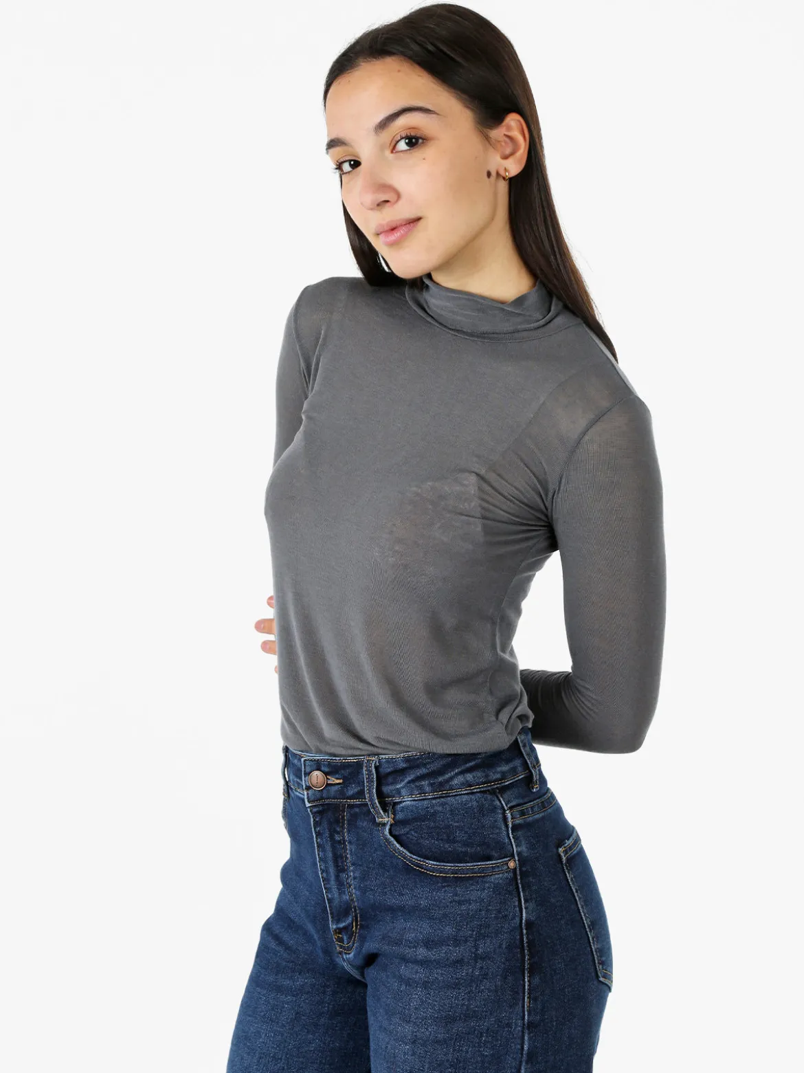 Solada Maglia dolcevita da donna in misto cashmere a maniche lunghe - grigio