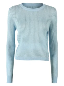 Solada Maglia donna a coste con lurex - azzurro