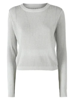 Solada Maglia donna a coste con lurex - bianco