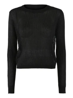 Solada Maglia donna a coste con lurex - nero