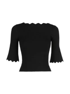 Solada Maglia donna a costine con maniche a campana - nero