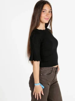 Solada Maglia donna a costine con maniche a campana - nero