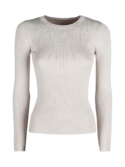 Solada Maglia donna a costine con strass