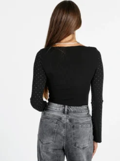 Solada Maglia donna a maniche lunghe con borchie - nero