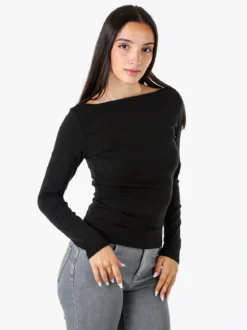 Solada Maglia donna a maniche lunghe con scollo a barchetta - nero